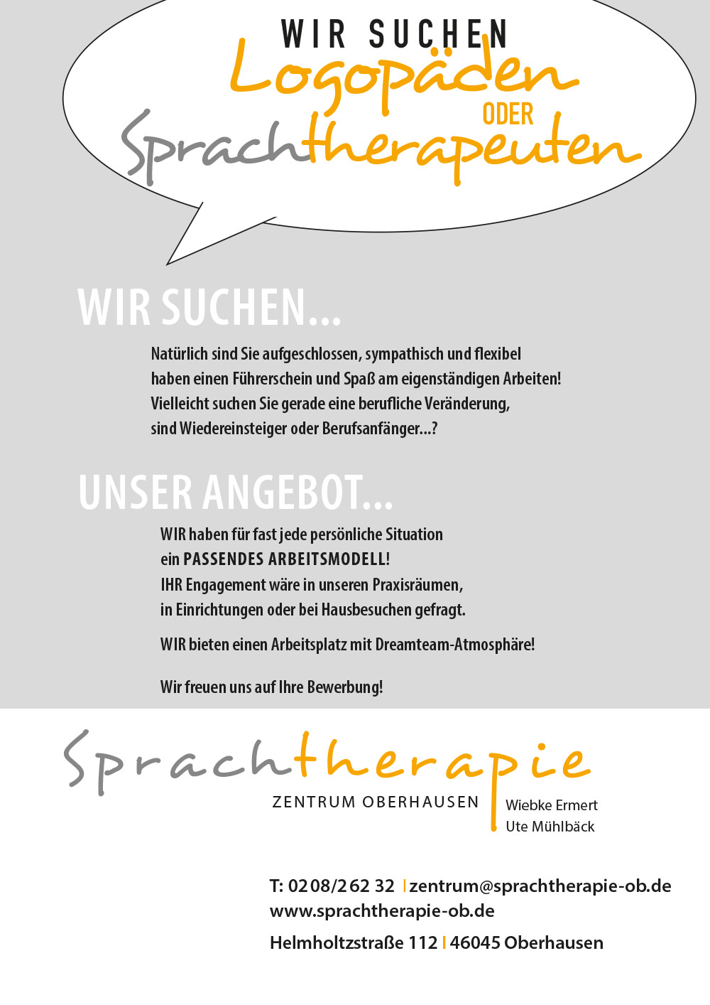 stellenanzeige Sprachtherapie Oberhausen